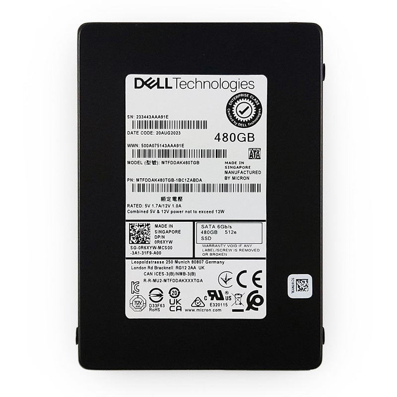 Dell/ Micron 5100 Series 480GB SATA SSD 0R6XYW