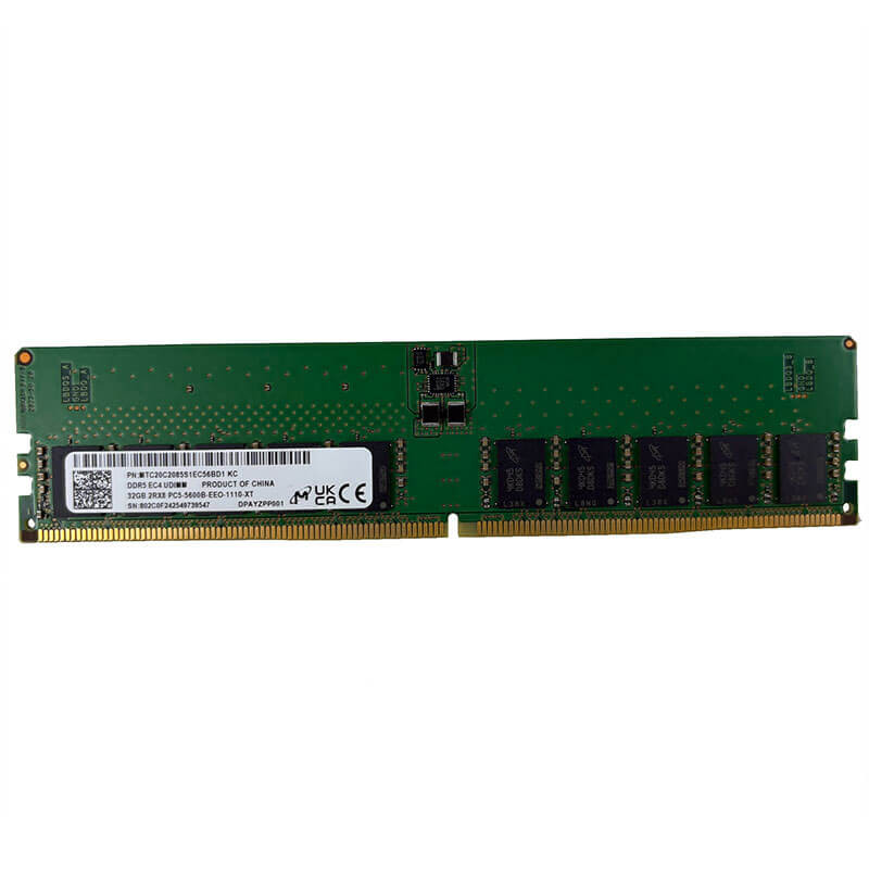 Micron 32GB DDR5-5600MT/s ECC UDIMM Server Memory Front