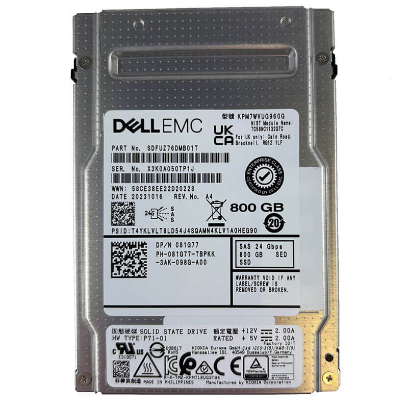 Dell / Kioxia PM7-V 800GB SAS SSD Front