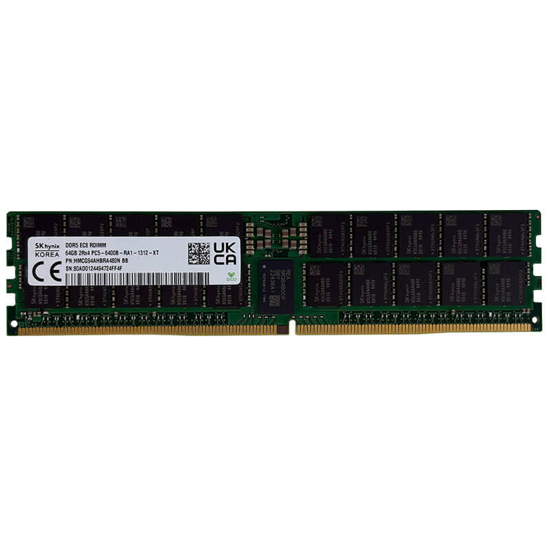 SK Hynix 64GB DDR5-6400MT/s, ECC RDIMM, Server Memory P/N: HMCG94AHBRA480N