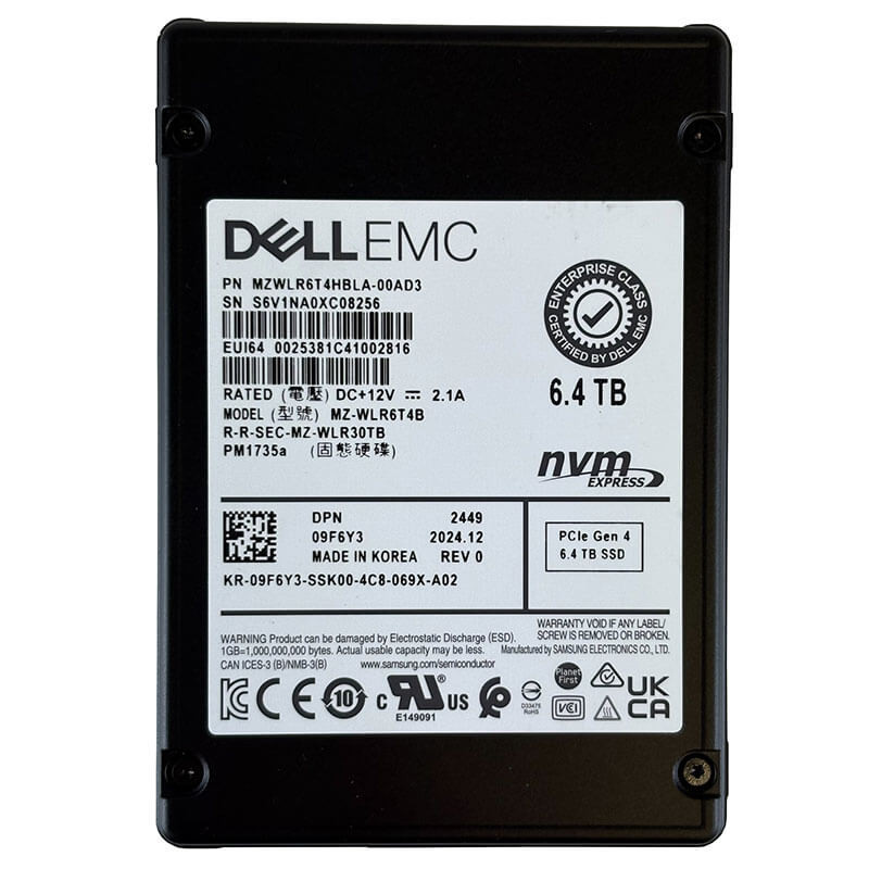 Dell / Samsung PM1735a 6.4TB U.2 NVMe SSD Front