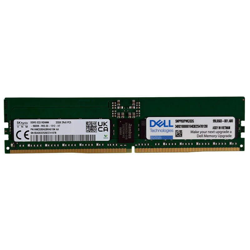 Dell / SK Hynix 32GB DDR5-5600MT/s, ECC RDIMM, Server Memory P/N: HMCG88AGBRA619N / SNPP8XPWC/32G