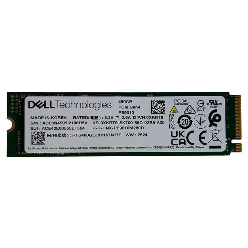 Dell / SK Hynix PE9010 Series 480GB M.2 NVMe SSD, PCIe Gen4x4 2280 for BOSS-N1/N2, D P/N: 0XKRT9 / XKRT9