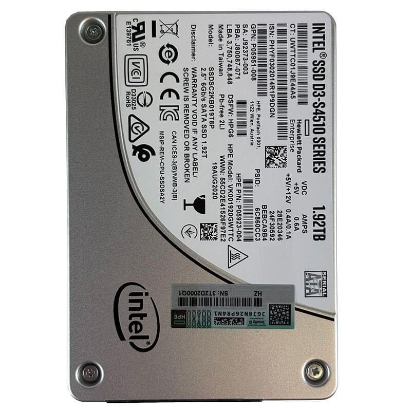 HPE / Intel D3-S4510 1.92TB SATA SSD Front