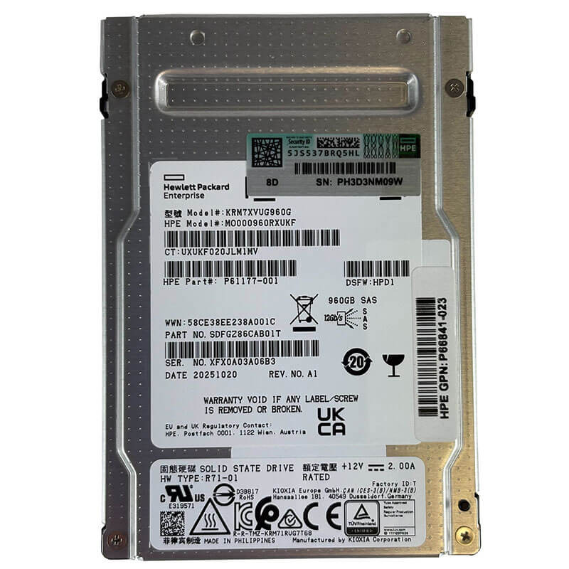 HPE / Kioxia RM7-V 960GB SAS SSD Front
