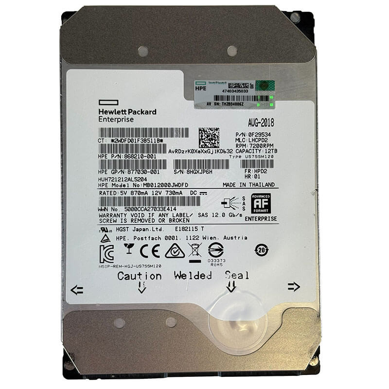 HPE / Western Digital Ultrastar DC HC520 12TB 7.2K SAS Front