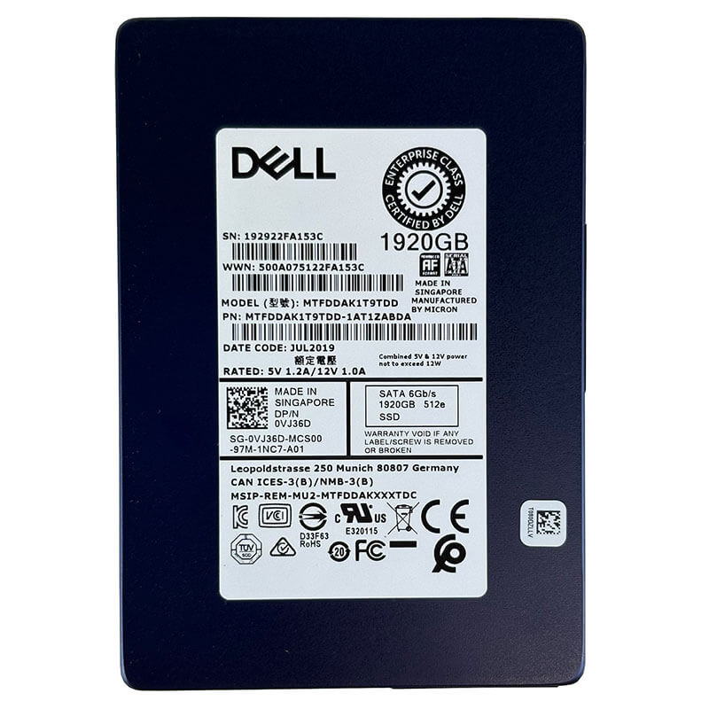 Dell / Micron 5200 RI 1.92TB SATA SSD Front