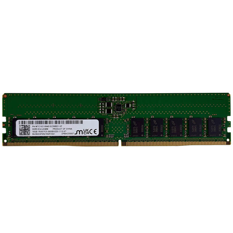Micron 16GB DDR5-5600MT/s ECC UDIMM Server Memory Front