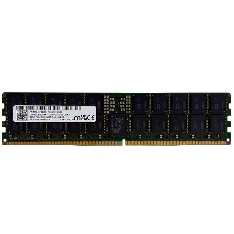 Micron 64GB DDR5-6400MT/s ECC RDIMM Server Memory Front