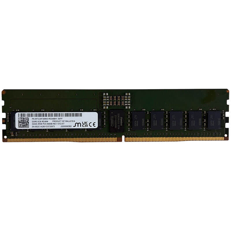 Micron 32GB DDR5-6400MT/s, ECC RDIMM, Server Memory P/N: MTC20F2085S1RC64BH1