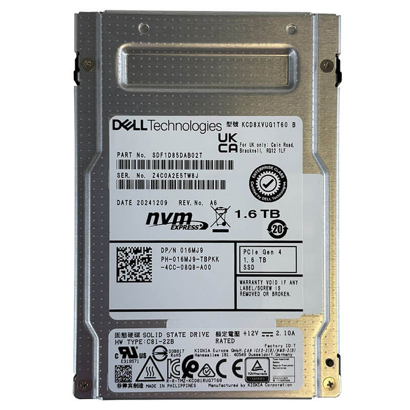 Dell / Kioxia CD8-V 1.6TB U.2 NVMe SSD Front