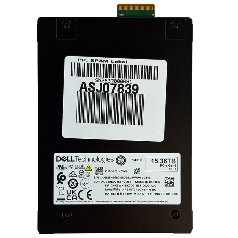 Dell / SK Hynix PS1010 15.36TB EDSFF E3.S NVMe SSD Front