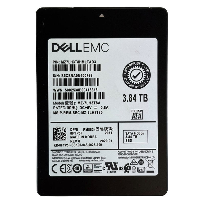 Dell / Samsung PM883 3.84TB SATA SSD Front