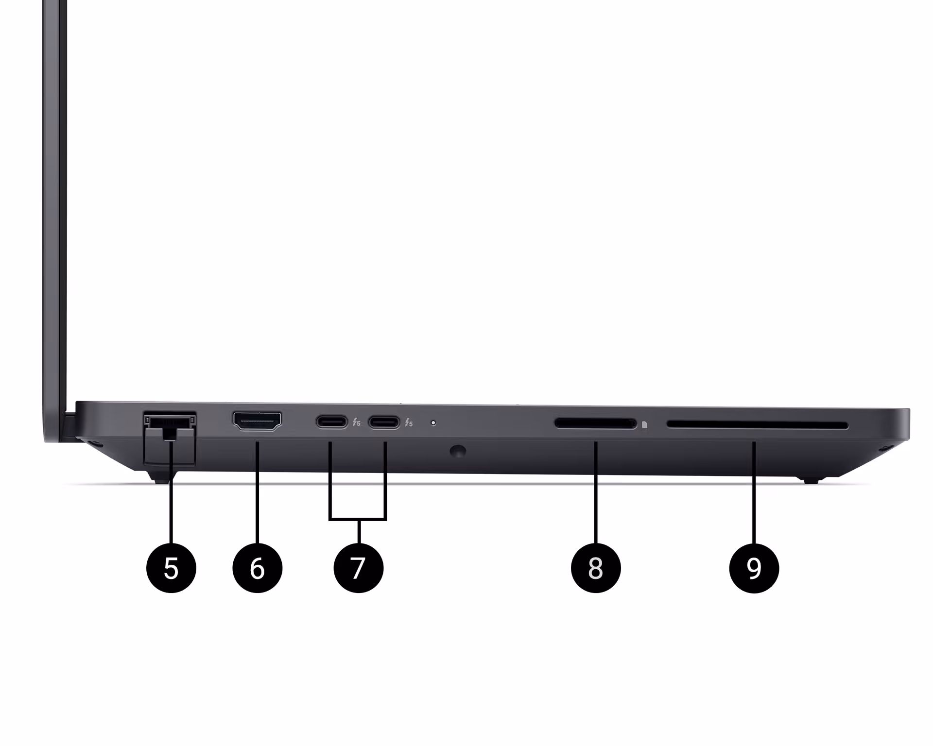 dell pro max 16 plus mobile workstation ports and slots left side