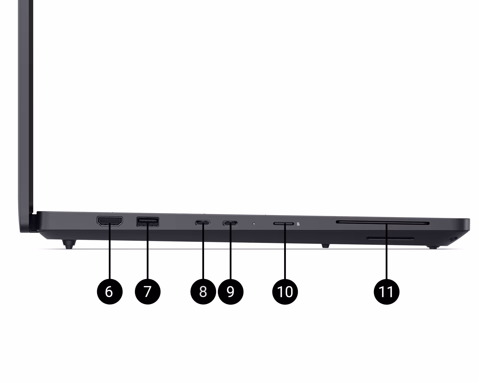 dell pro max 16 left ports and slots