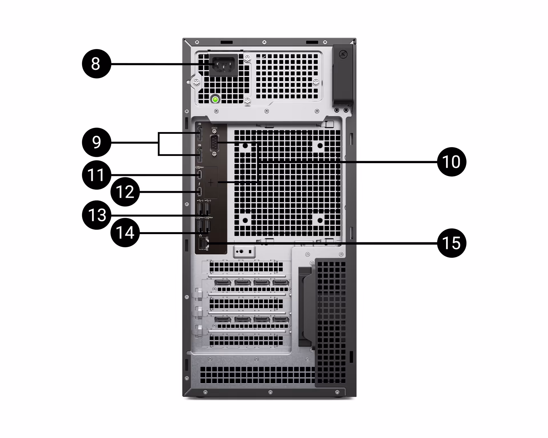 dell pro max tower rear ports and slots