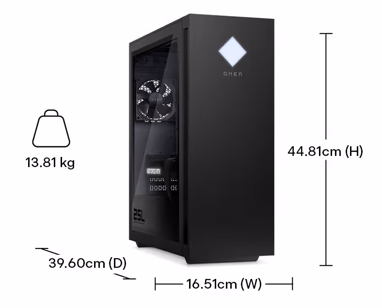 hp omen 25l dimensions and weight