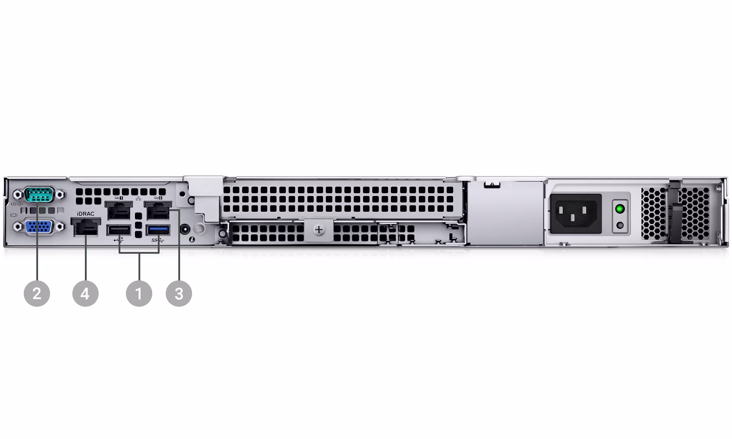 Dell PowerEdge R250 rear ports and I/O