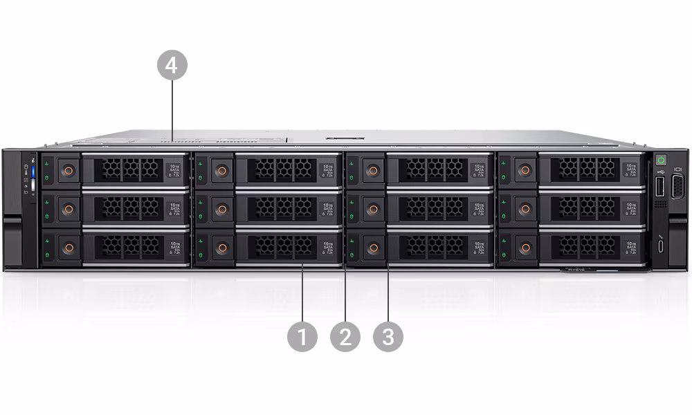 Dell PowerEdge R7615 front with 12× 3.5″ SAS/SATA drive bays