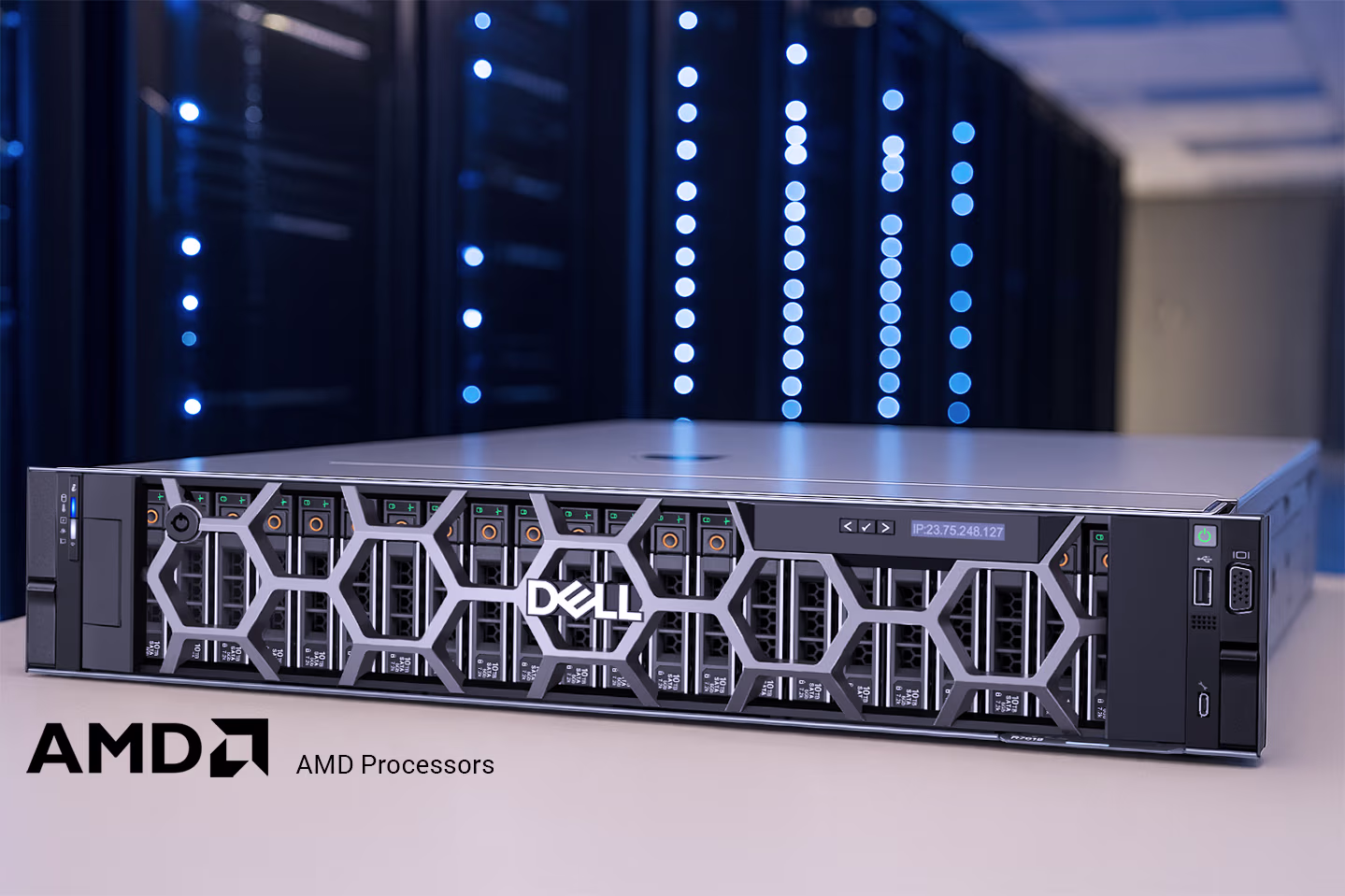 Dell PowerEdge R7615 front view with high-density bays
